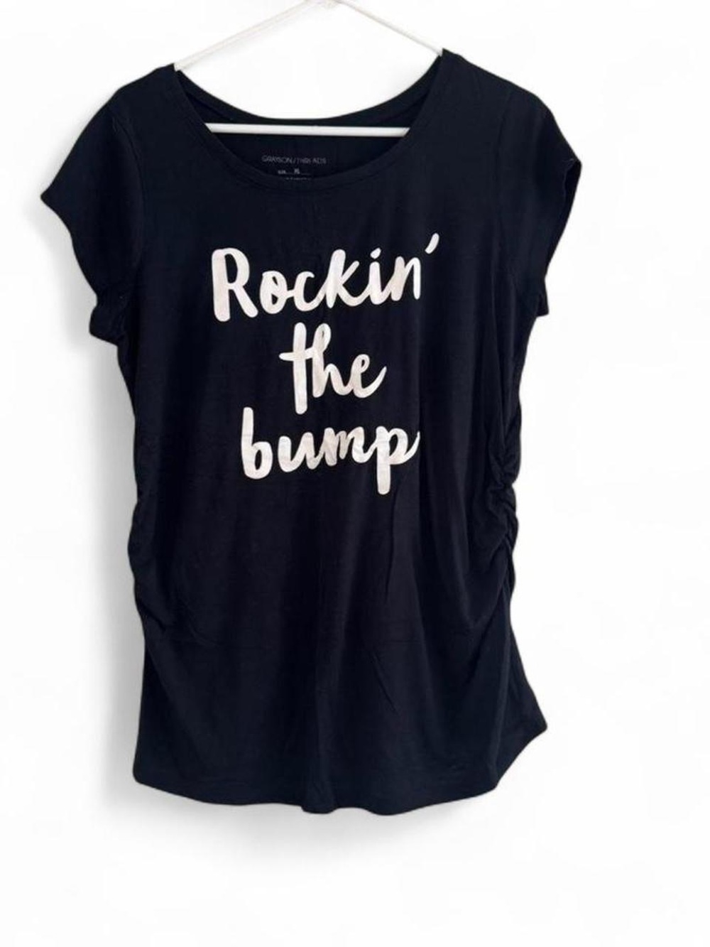 Grayson Threads Black Tee with White "Rockin' the bump" Script